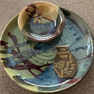 NWT HANDMADE PLATE & DIPPING BOWL
